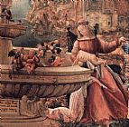 Presentation in The Temple And Flight to Egypt Paintings - Rest On The Flight Into Egypt (detail) by Denys van Alsloot